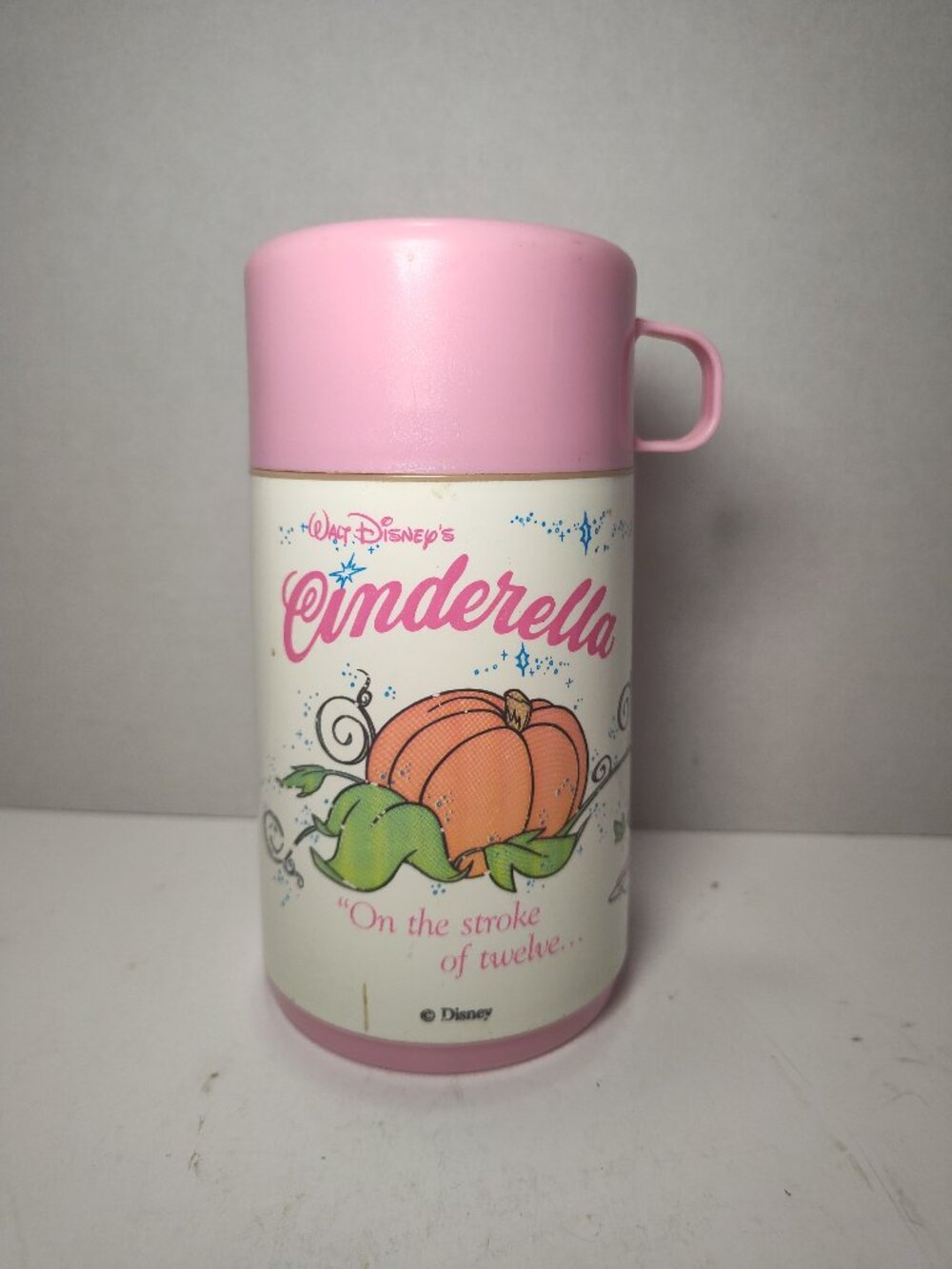 Vintage Aladdin Disney Cinderella Pink Thermos Lunchbox Replacement Thermos Cup